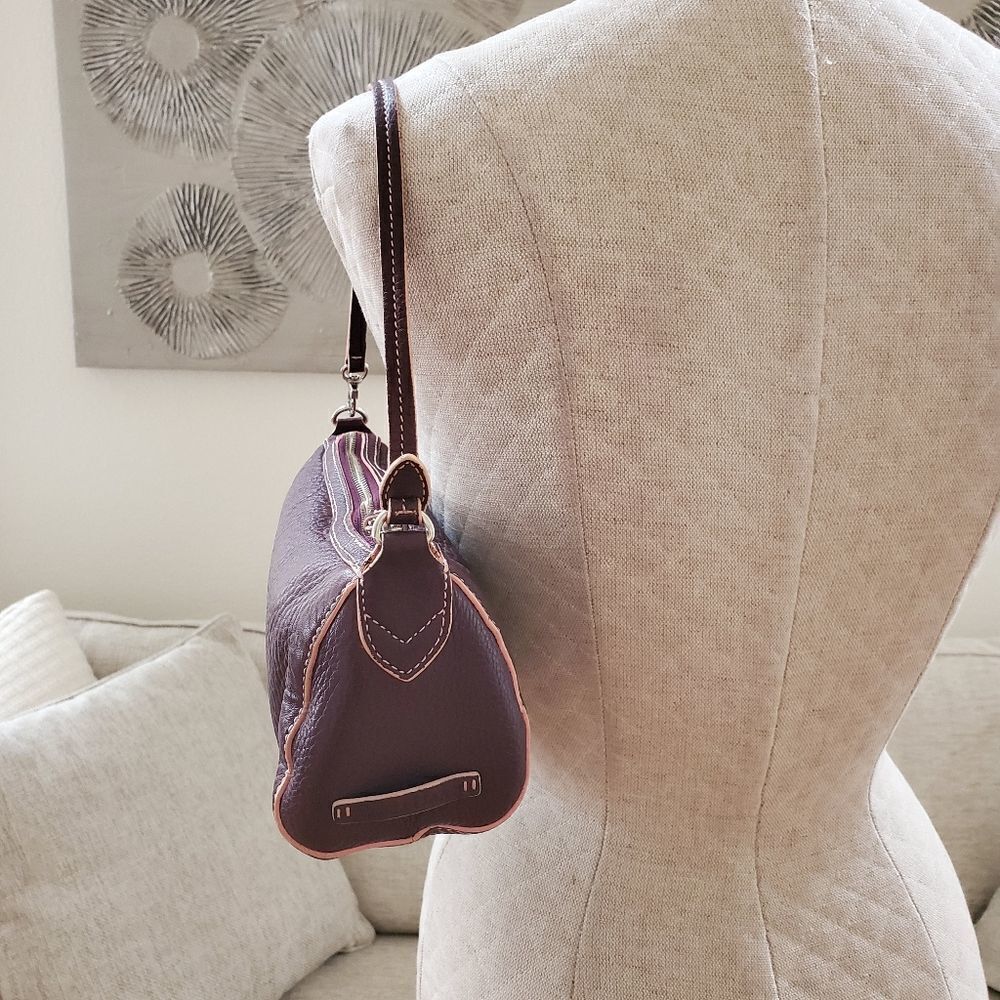 Cole Haan Purple Leather Satchel Shoulder Bag - Picture 2 of 11